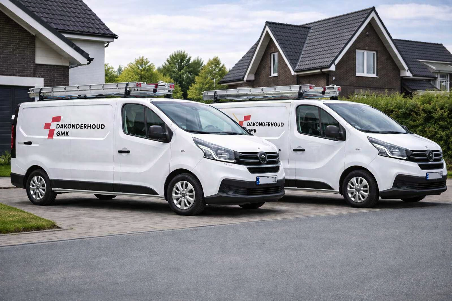 Bedrijfsbusjes van Dakonderhoud GMK